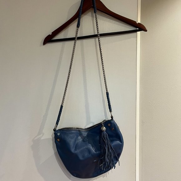 Deep Blue Foley + Corrina cross body metal strap bag - Picture 2 of 6